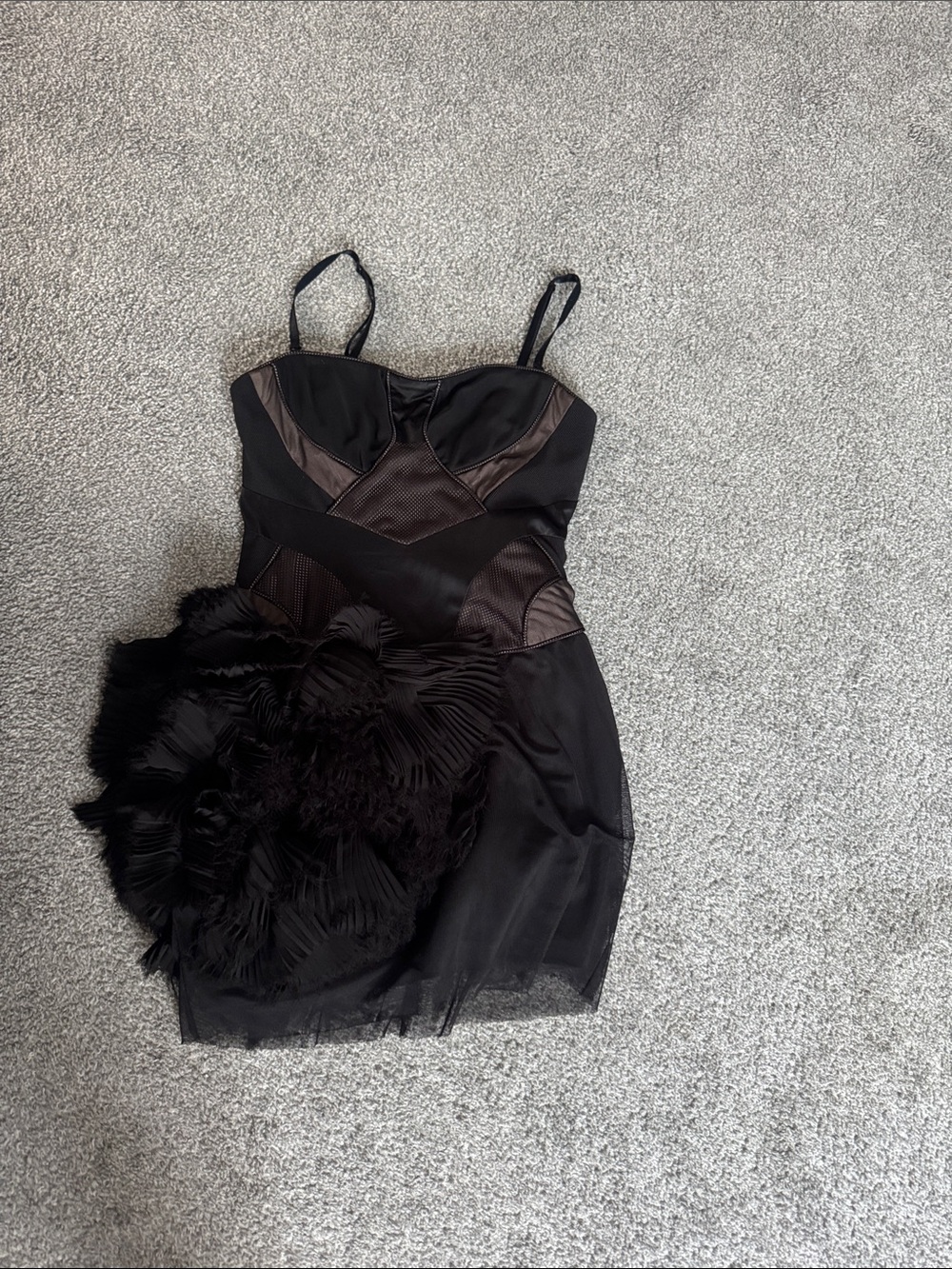 BCBGMaxAzria Black Feather-Accent Mini Dress